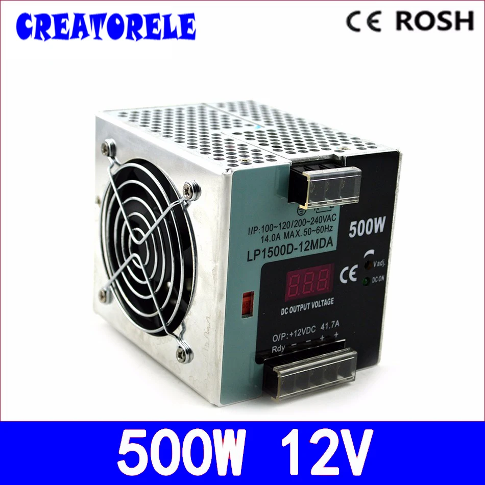Ac to dc 12v LP 500 12 500W 37.5A одиночный выход Din рейка цифровой дисплей драйвер