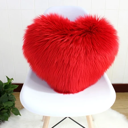 Cushion cover17 Fluffy Soft Plush Throw Pillow Covers Sofa Car Decor Shaggy Cushion Cover Heart Shaped Faux Wool Fur Decorative Pillows Case - Цвет: Cushion cover17
