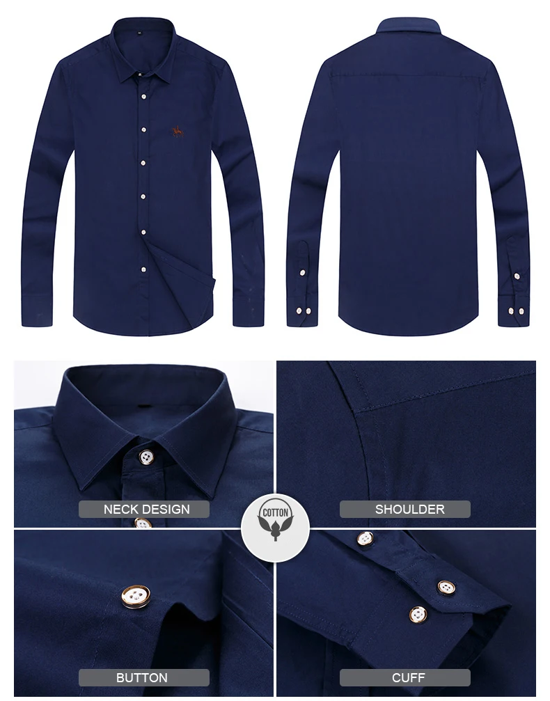 Mens cotton office work shirts Solid Color man Shirt Men Formal Social Dress Shirt Brand Casual Shirt clothes