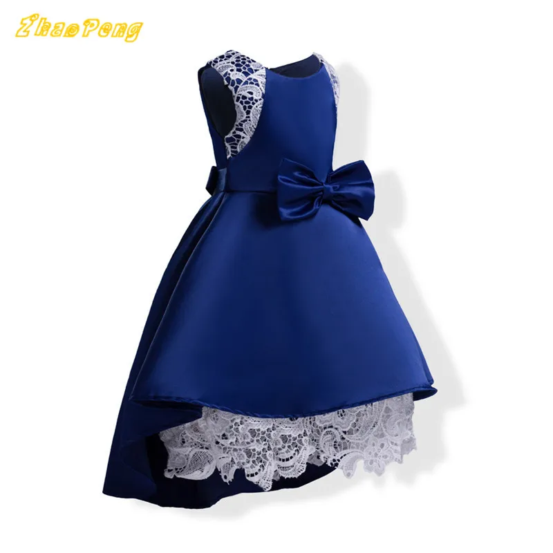 Детское кружевное платье подружки невесты с цветами и галстуком-бабочкой для