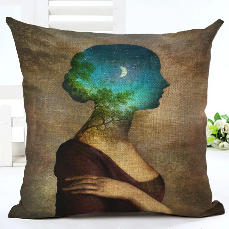 Новое поступление Классический чехол для подушки с принтом иллюстрации льняная