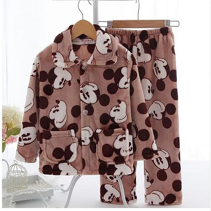 Kids Pajamas Одежда для девочек и мальчиков; сезон осень-зима; фланелевые пижамы для девочек; детские пижамы; одежда для сна для мальчиков; одежда для сна из кораллового флиса; комплект домашней одежды - Цвет: Kids Pajamas