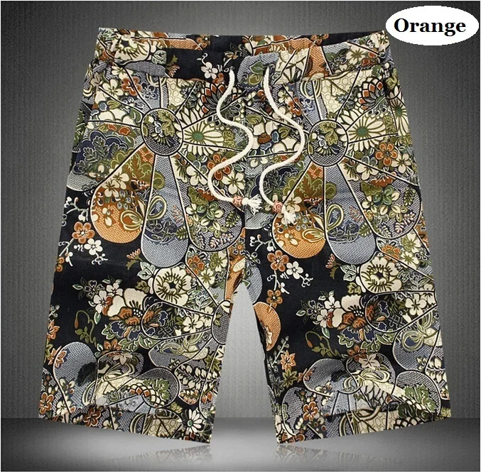 Summer Mens Casual Linen Beach 10 Colors Flower Printed Fashion Shorts | Мужская одежда