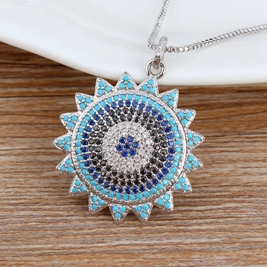 With Link-Silver Индивидуальный дизайн CZ бусины медные цепи кулон Подсолнечник DIY ювелирные изделия для мужчин и женщин семейные вечерние и спортивные свадебные ожерелья - Окраска металла: With Link-Silver