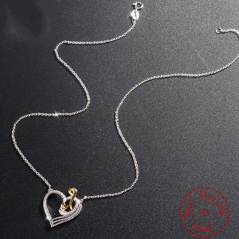 Подвеска в виде сердца из серебра 100% пробы с кристаллами|mother and|crystal heart pendantheart pendant