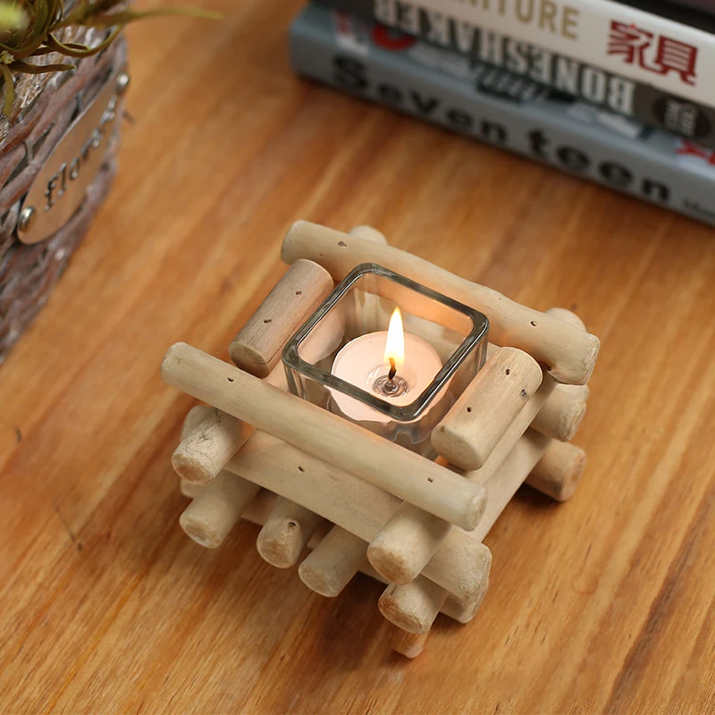 1 шт. натурального дерева ручной работы площади подсвечник Домашний Декор tealight