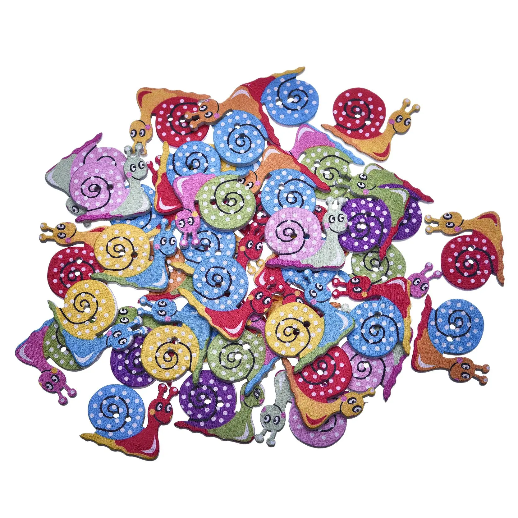 Новые модные пуговицы деревянные 50 шт. многоцветные улитки 2 отверстия Случайные