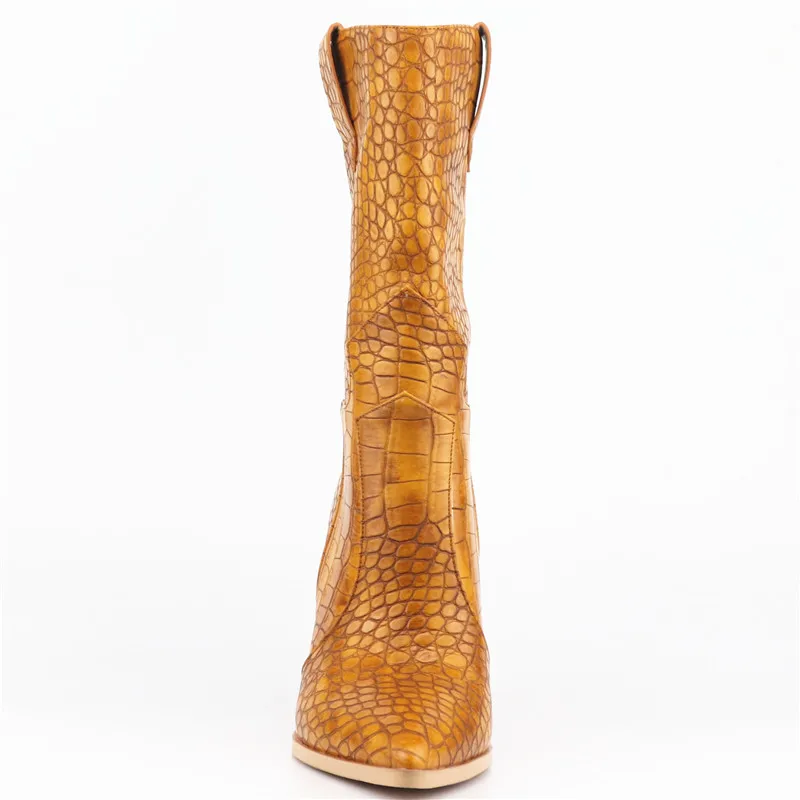 Женские сапоги до середины икры ASUMER черные на толстом высоком каблуке размеры 34-46