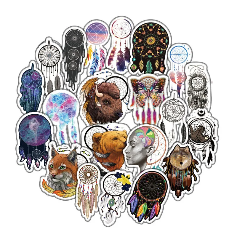57pcs/pack Psychedelic Pattern Animal Sticker Suitcase Fridge Bicycle Skateboard Waterproof Stickers DIY Toys for Children Gifts