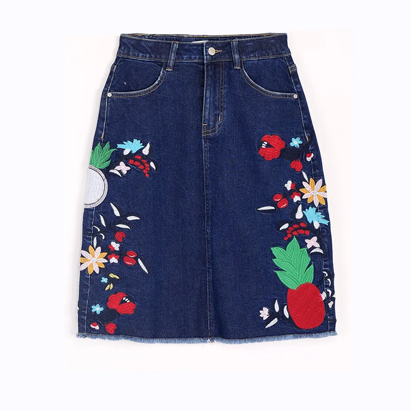 LEIJIJEANS Новое поступление летняя размера плюс большой цветок фрукты вышивка