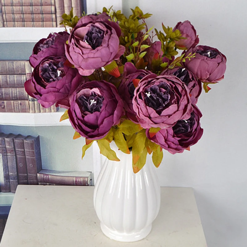 13 веток маленький свежий искусственный шёлковый пион букеты большие цветы для