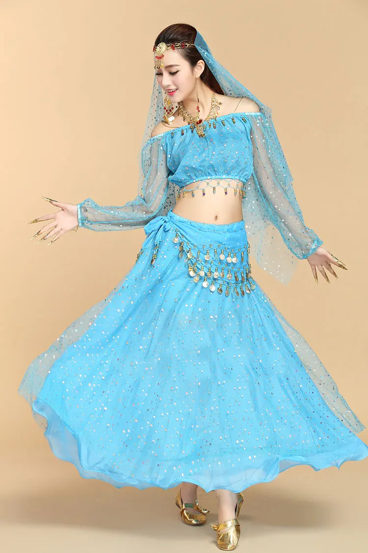 Новый комплект из 4 предметов для выступлений взрослых танца живота костюм