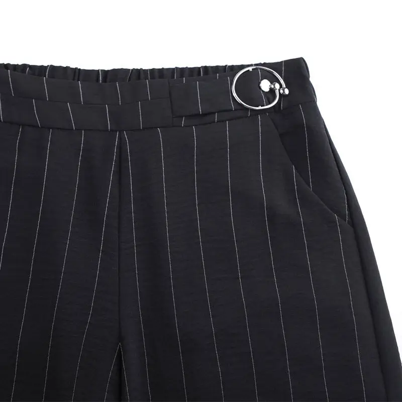 

Striped Wide-leg Pants Vertical Women's Spring and Summer pantalon femme Elastic High Waist Loose Slim Casual 4XL Trousers f910