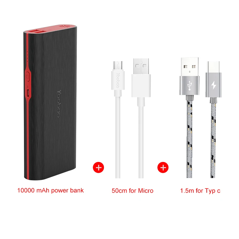 Yoobao 18650 power Bank 10000 мАч Быстрая зарядка PoverBnak 2 USB портативное зарядное устройство Внешняя батарея power Bnak для Xiaomi Mi 6 5 телефонов - Цвет: black type-c