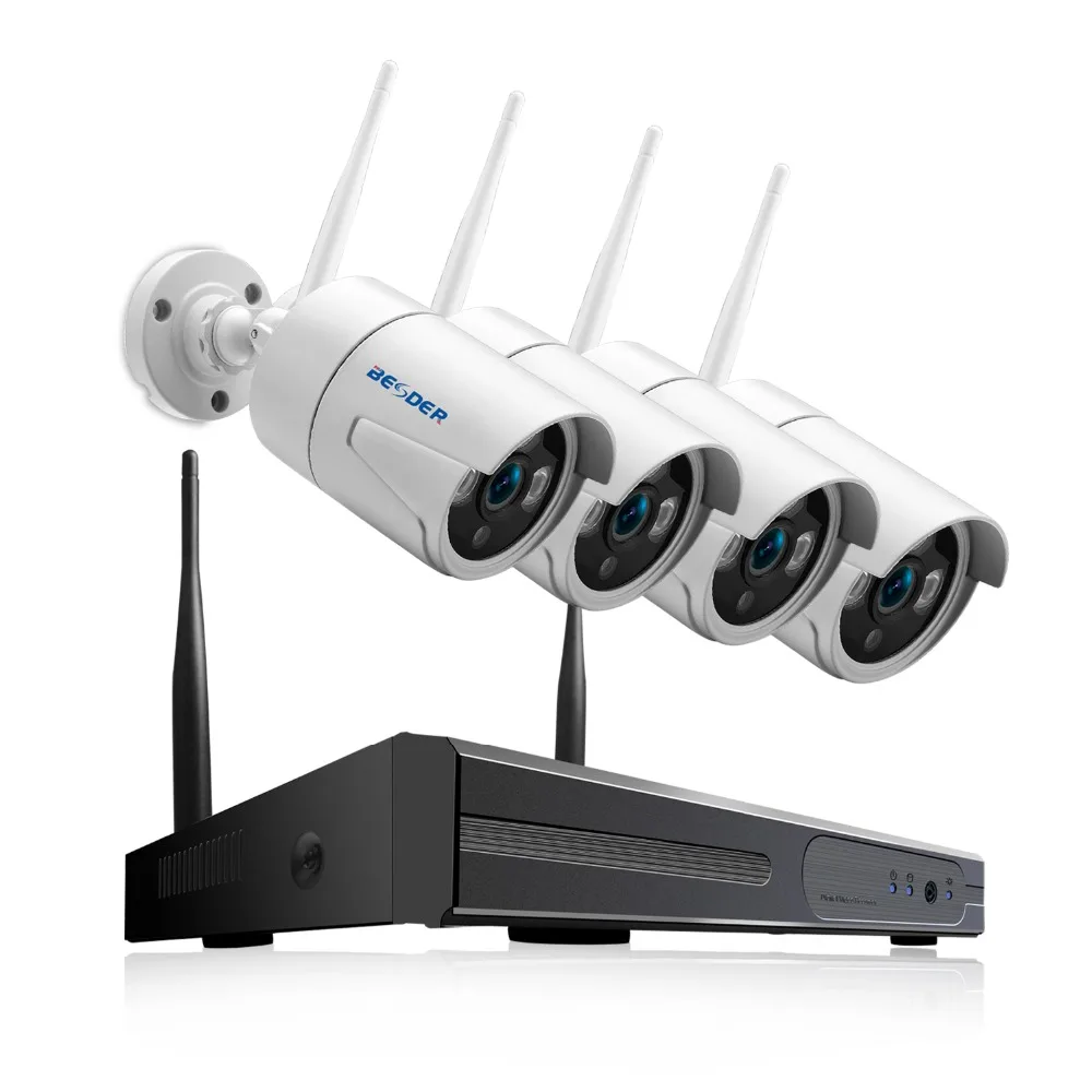 Besder 4CH HD 720P Беспроводной NVR комплект подключи и играй P2P 1.0MP Крытый Открытый ИК