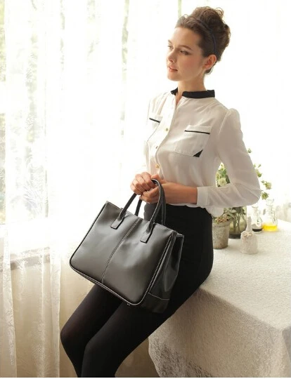 Простая Классическая модная кожаная женская сумка 2016 сумки на плечо Дамская