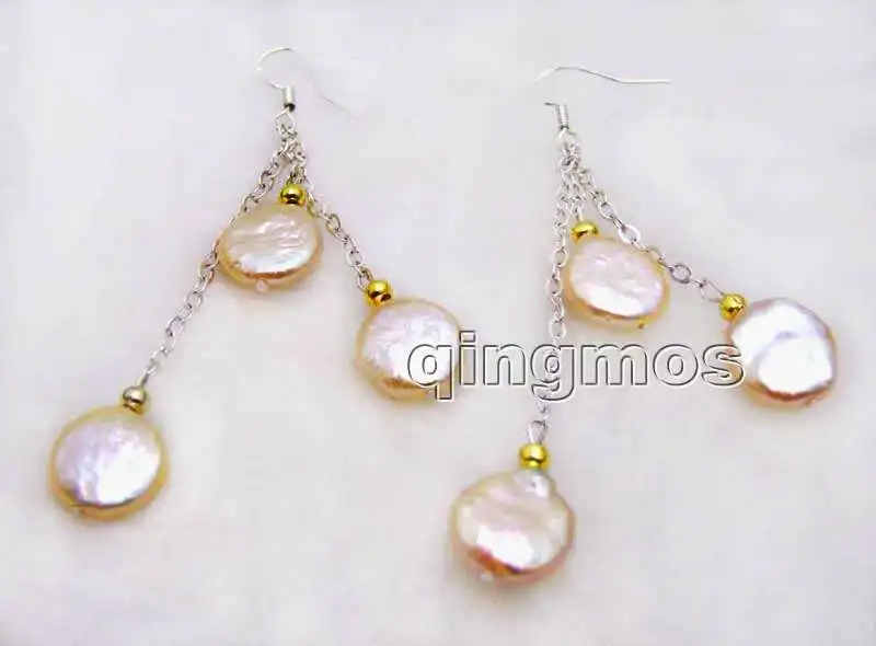 Большая 12-13 мм розовая монета круглая 3 шт натуральный пресноводный жемчуг