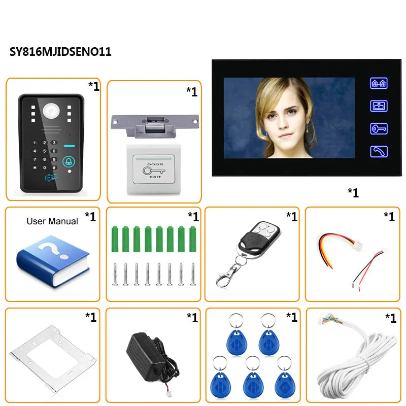 Домофон с сенсорной кнопкой и ЖК-дисплеем 7 дюймов видеодомофон паролем