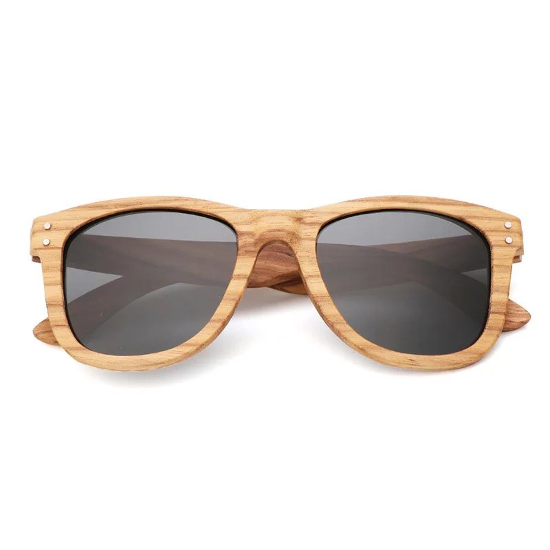 Vintage Women Round Wooden Sunglasses Polarized Mens Sun Glasses Brand Designer Zebra Wood - Цвет линз: D1 Gray