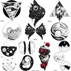 Временные татуировки OMMGO Galaxy Cat, планеты, Вселенная, наклейки геометрические, треугольные, горы, Индивидуальные детские татуировки, искусство, поддельные черные звезды