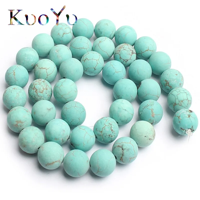Фото 4/6/8/10 мм природных минералов камень Бусины матовые, с тусклой полировкой, бирюзой бусины для самостоятельного изготовления ювелирных издел... №3