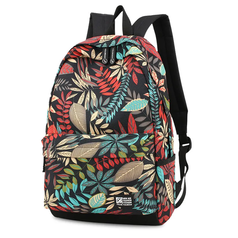 Black red leaf small Новая Большая сумка, Женская дорожная сумка, школьная сумка, рюкзак, Студенческая сумка с принтом, водонепроницаемая сумка, молодежная сумка для мальчиков и девочек - Цвет: Black red leaf small