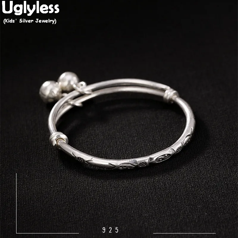 Uglyless 1 шт тотемные узоры Дети Настоящее серебро браслеты высокого класса 99.9%