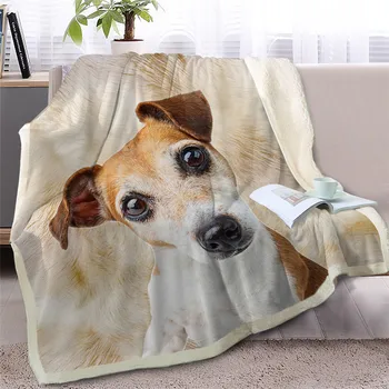 BlessLiving Shepherd Dog Throw Blanket on Bed Collie 3D Animal Sherpa Blanket Plush Bedspreads Soft White Thin Quilt 130x150cm 2