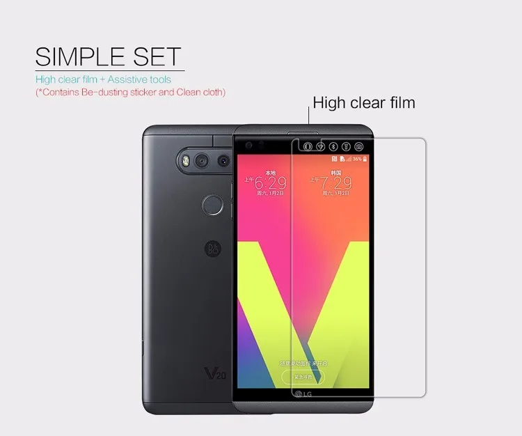 Для LG V20 протектор экрана NILLKIN прозрачная/матовая анти-отпечатков пальцев мягкая защитная ПЭТ-пленка для LG V20