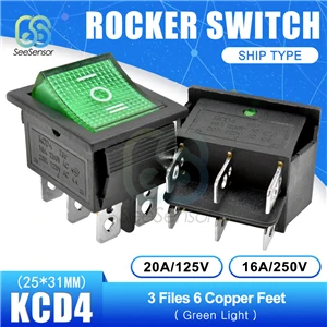 On-Off-On 6pin KCD4 кулисный переключатель ВКЛ-ВЫКЛ 2 положения ВКЛ-ВЫКЛ-ВКЛ 3 положения 4 контакта/6 контактов электрооборудование с светильник выключатель питания 16А 250ва - Цвет: On-Off-On 6pin