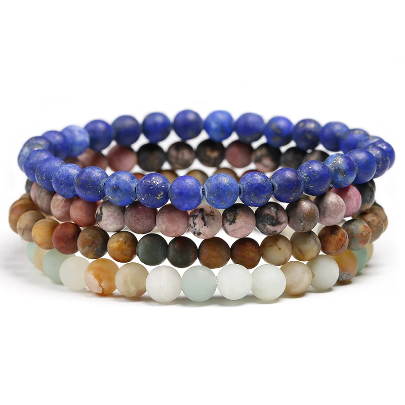 Браслет из матового лазурита растягивающийся 6 мм драгоценное украшение природного камня браслет амазонита