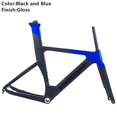 Black and Blue Gloss Дороги углерода рамка дисковый тормоз 700c углерода диск велосипеда Di2 механические дорожные велогонки раме велосипеда комплект через мост 12 мм - Цвет: Black and Blue Gloss