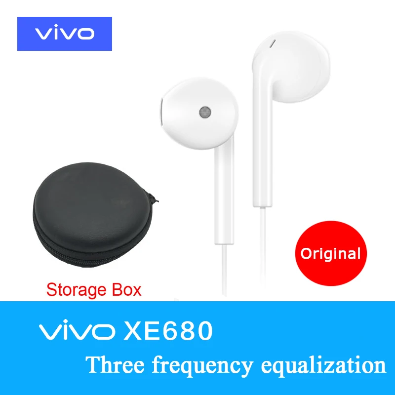Оригинальные наушники VIVO XE680 вкладыши с коробкой для хранения разъем 3 5 мм
