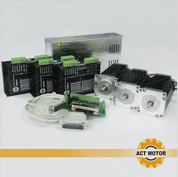 

ACT Motor, 3-осевой шаговый электродвигатель Nema23, 57 байт, двойной вал 23HS2430B, 425oz-in, 3 А, 4 полюса, с драйвером DM542, Гравировальный фрезерный станок с ЧП...