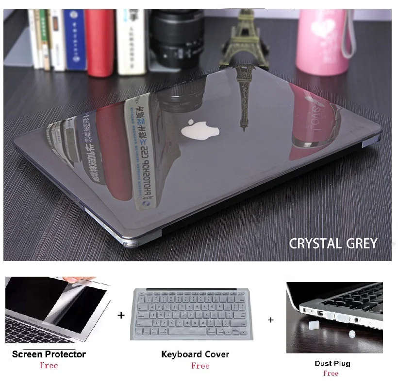 Crystal Grey Чехол для ноутбука с клавиатурой, пылезащитная пленка для старого MacBook Pro 15 дюймов CD-ROM(модель: A1286, версия 2012/2011/2010 - Цвет: Crystal Grey