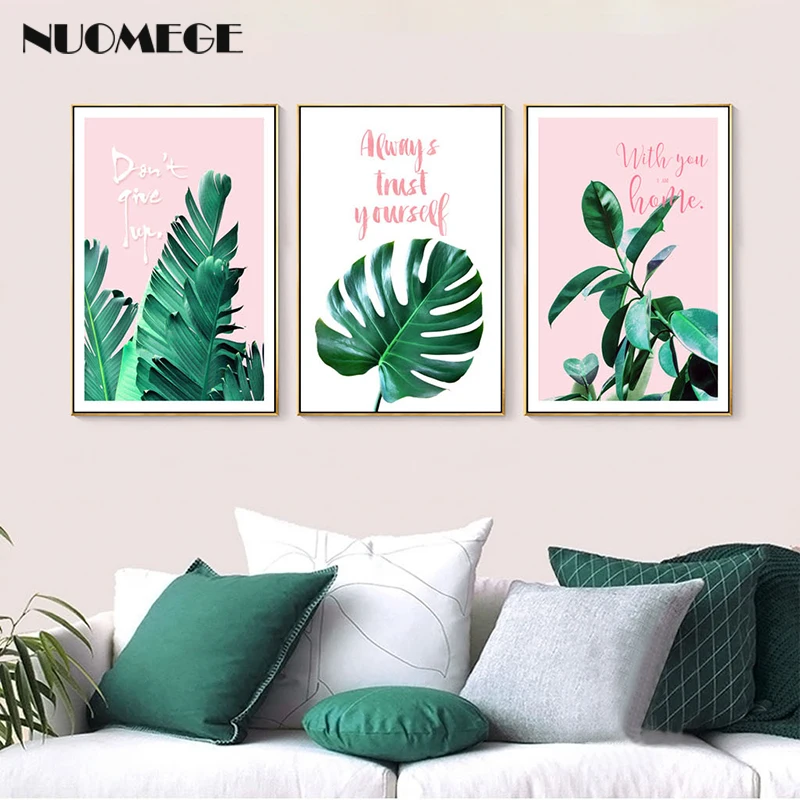 

Modern Green Tropical Plant Leaves Canvas Painting Wall Art Poster Nordic Green Plant Pictures Kids Room Large Prints No Frame