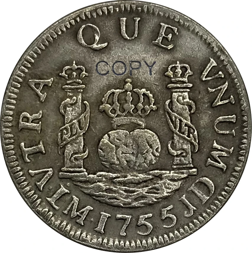 Коллекционная монета из серебра 1755 пробы с изображением настоящего Фернандо Ви
