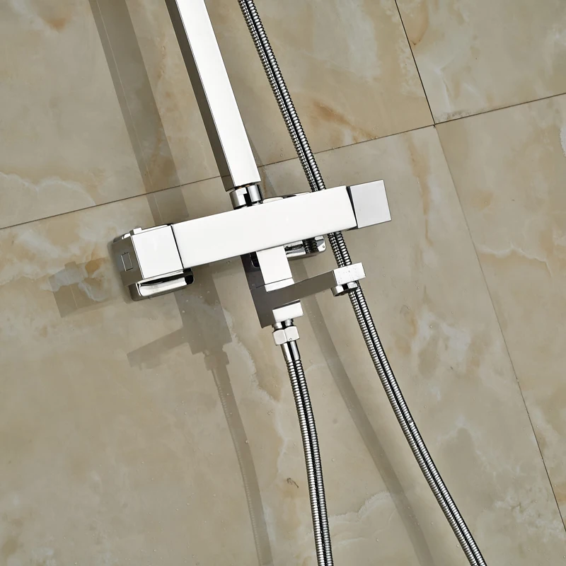 Яркий хромированный Термостатический смеситель для душа и ванны настенный 8