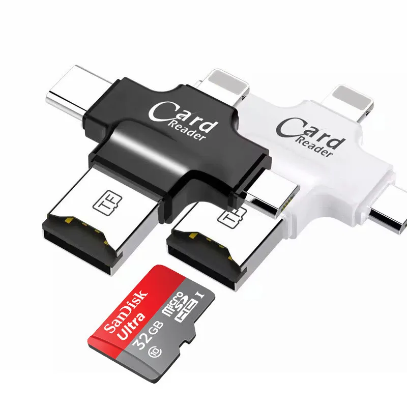 4 в 1 Micro usb type C USB 2 0 считыватель карт памяти SD кардридер для IOS iPhone Android samsung OTG