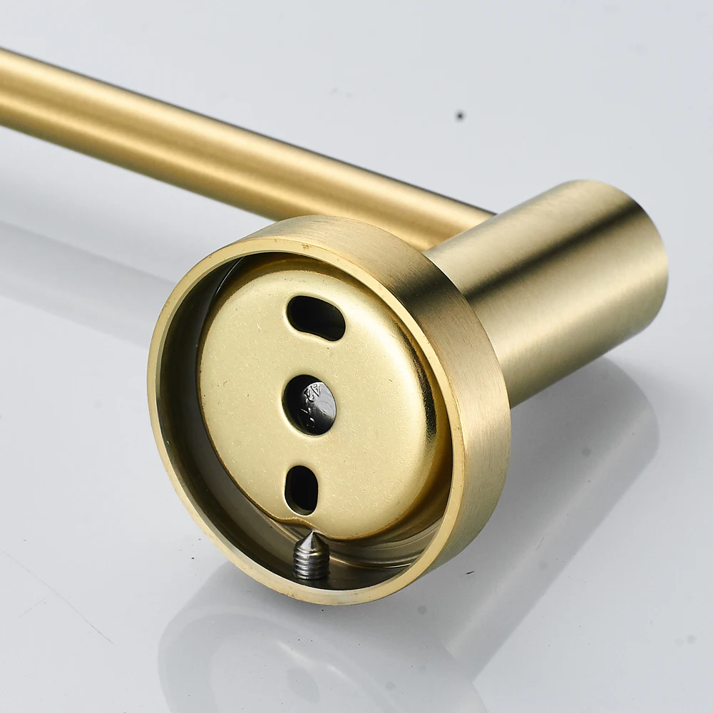 Leyden Bathroom Brushed Gold Towel Bar Single Rod Holder 24 Inch Length Solid Stainless Steel Wall Mounted Round Bottom | Обустройство