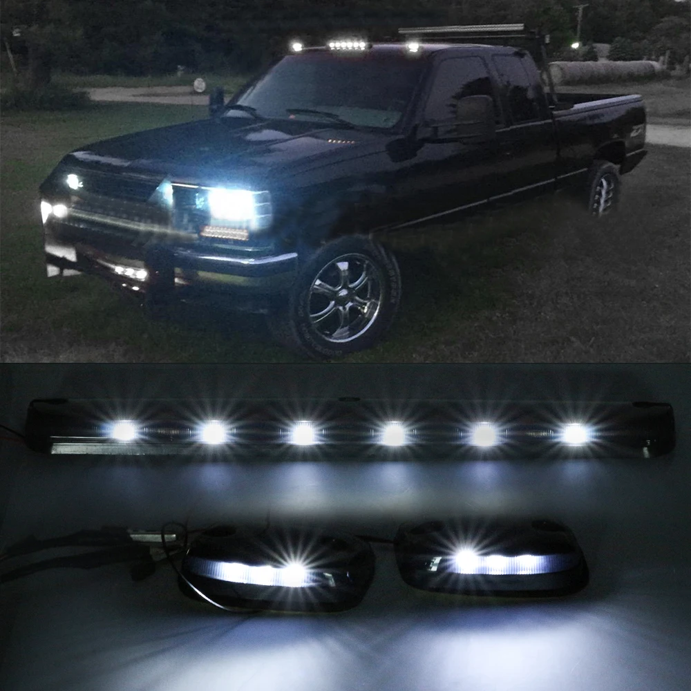 

Keyecu 3xSmoke Lens White Light 12 LED Cab Marker Roof Top Lights Assembly+Wire Harness for 2007-2013 Chevy Silverado GMC Sierra
