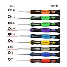 Five-star 0,8 1,2 Phillips 1,2 1,5 2,0 шлицевая 2,0 Torx T3 T4 T5 T6 Y2.0 Прецизионная отвертка для iPhone, телефонов, ПК, инструмент для ремонта - Цвет: FI-308-H-9Pcs