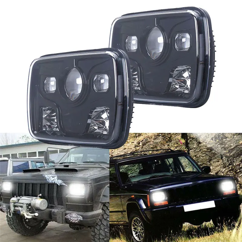 1 шт. или 2 для Jeep H4 80 Вт Светодиодный фонарь 5x7 &quotквадратный DRL Blubs Высокий/Низкий
