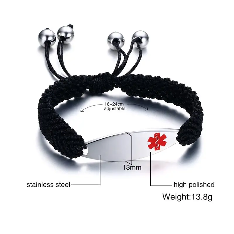 Vnox Бесплатная гравировка Спецодежда медицинская Браслеты ID для Для женщин