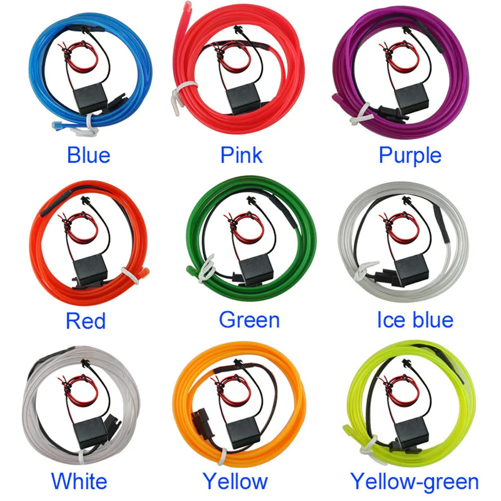 EURS 10 шт. EL wire Светодиодная лента Автомобильная атмосферная лампа 1 м 2 3 4 5