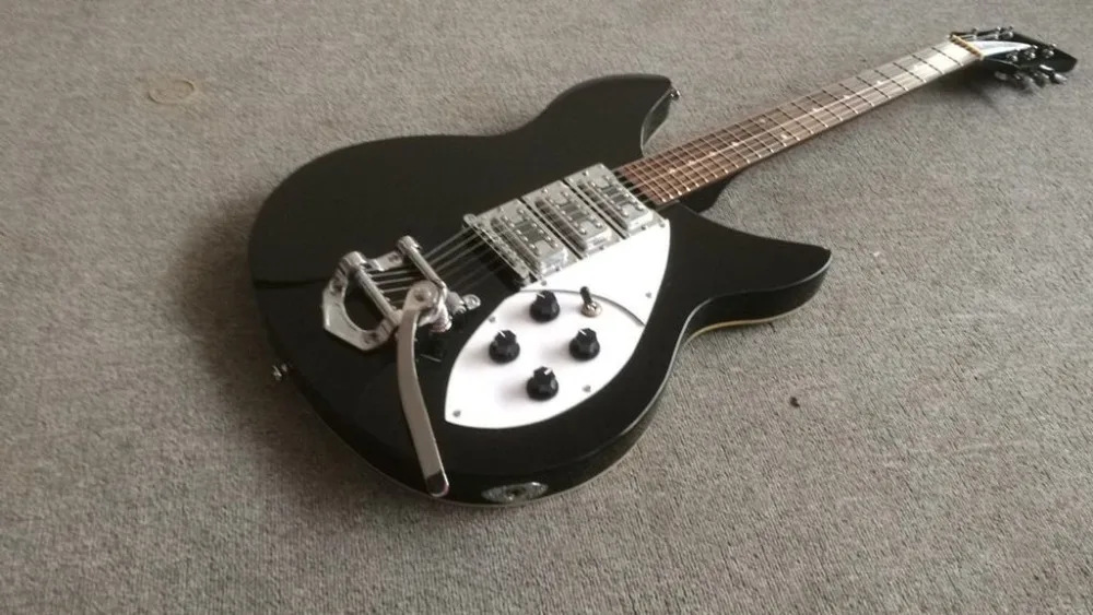 2019 Новинка + фабрика черный Rickenback 325 3 пикапа электрическая гитара Ricken 330 jazz tremolo