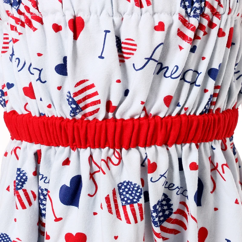 Kaiya Angel Girls Dress Patriotic Toddler 4th Of July Dresses Royal Blue Heart Ruffles Kids Children Clothes | Детская одежда и