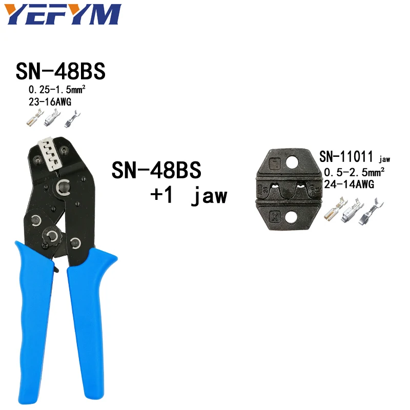 SN-48BS 1 jaw Обжимные клещи комплект SN-48B SN-48BS 8 челюсти комплект для 2,8 4,8 6,3 VH2.54 3,96 2510/трубка/изоляционные клеммы Электрический зажим для рыбалки - Цвет: SN-48BS 1 jaw