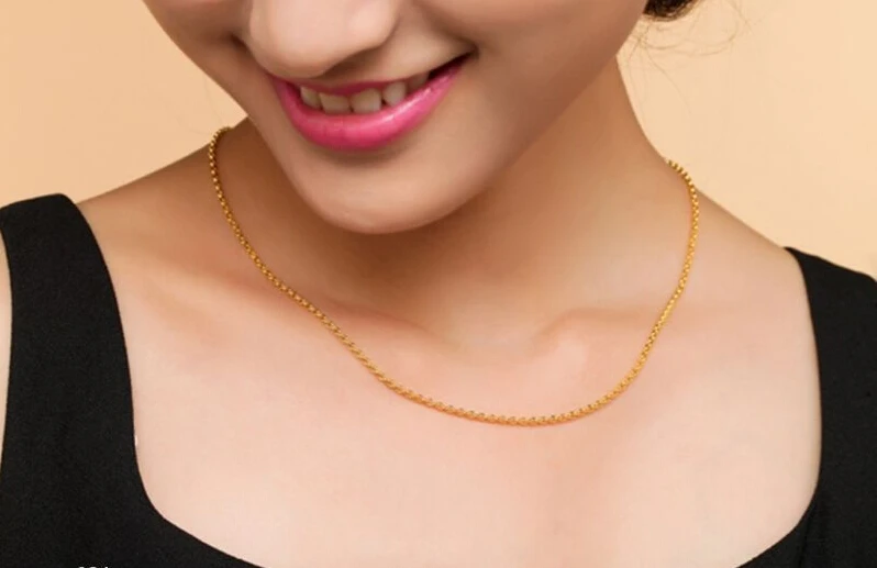 Подлинная твердая цепочка из желтого золота ожерелье/кабельная ожерелье/2 24g|gold