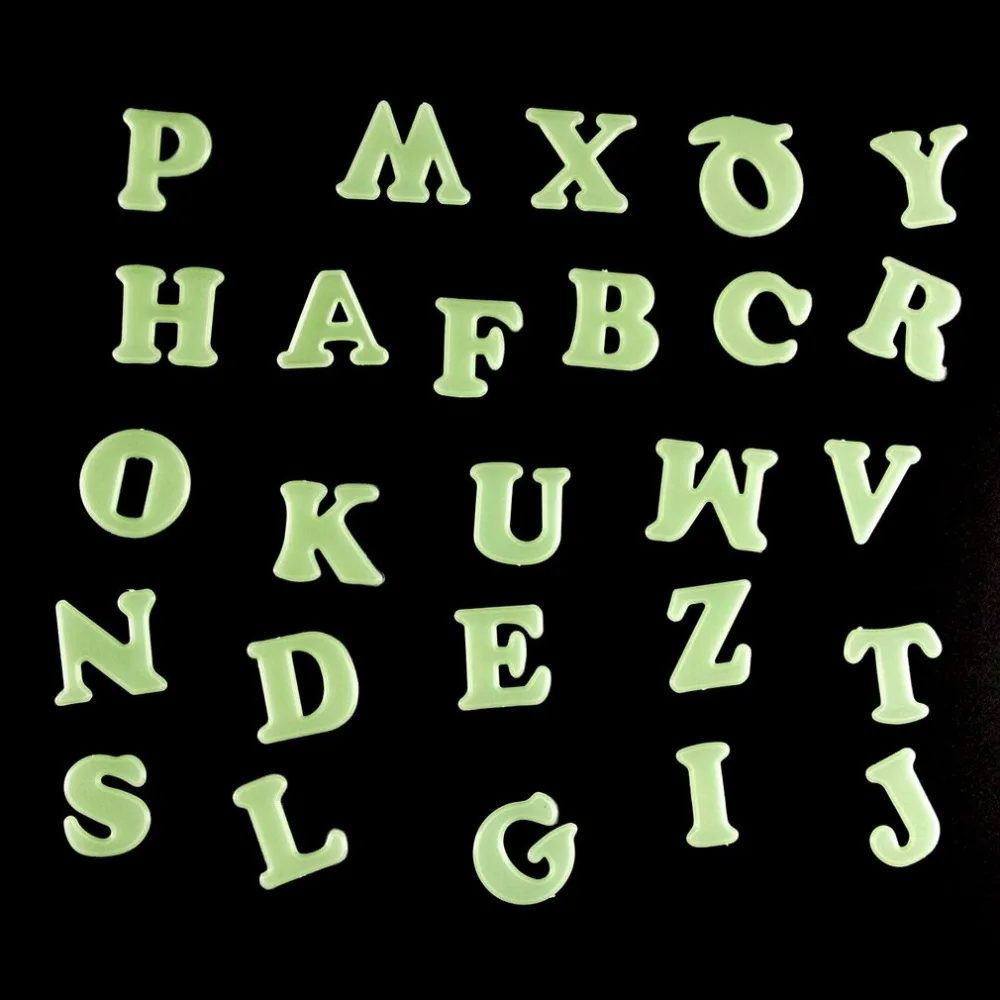 Алфавит флуоресцентные 26 английские буквы Светящиеся Настенные наклейки
